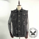 Punk Bandana Skull Print Lapel Ripped Denim Vest 03 | Gthic.com