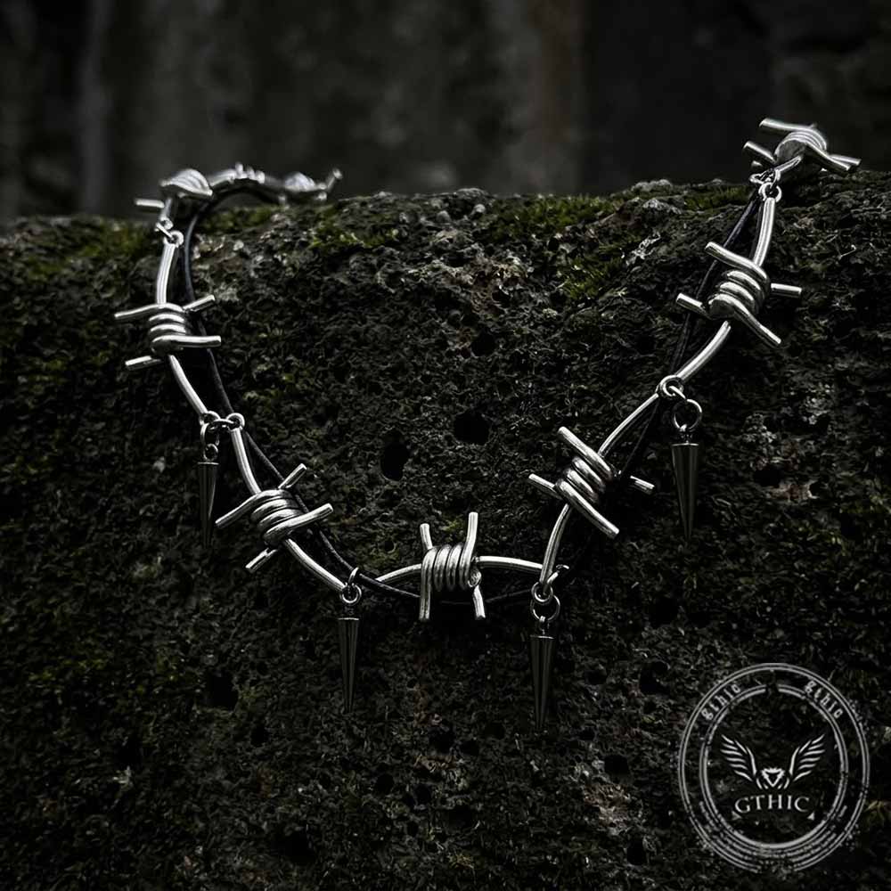 Punk Barbed Wire Spiked Zinc Alloy Clavicle Necklace
