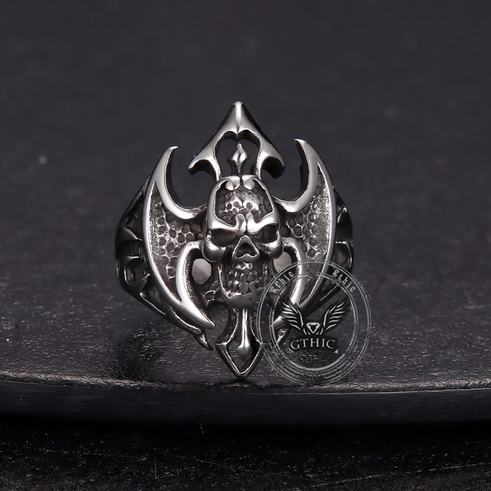 Punk Bat Skull Stainless Steel Gothic Ring
