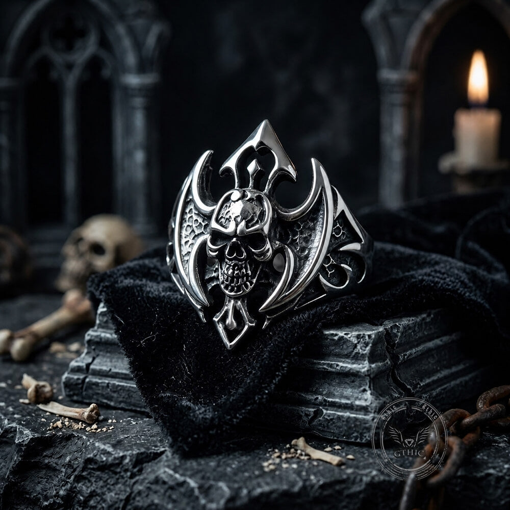 Punk Bat Skull Stainless Steel Gothic Ring | Gthic.com