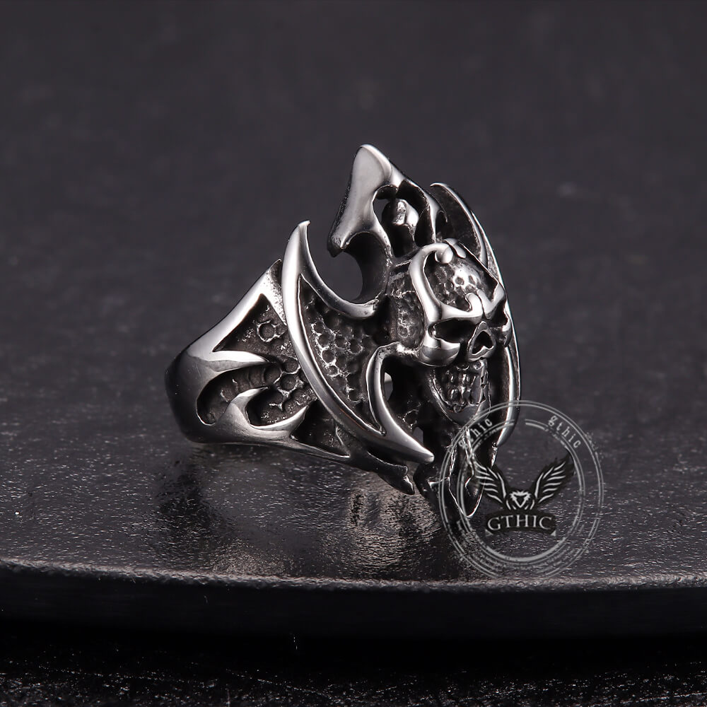 Punk Bat Skull Stainless Steel Gothic Ring