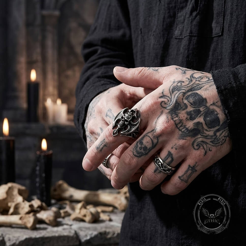 Punk Bat Skull Stainless Steel Gothic Ring | Gthic.com