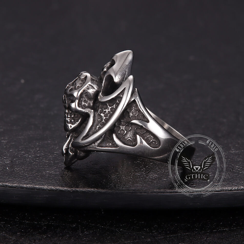 Punk Bat Skull Stainless Steel Gothic Ring