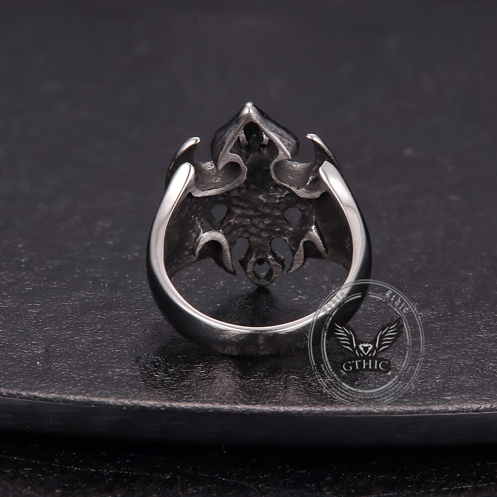Punk Bat Skull Stainless Steel Gothic Ring