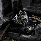 Punk Bat Skull Stainless Steel Gothic Ring