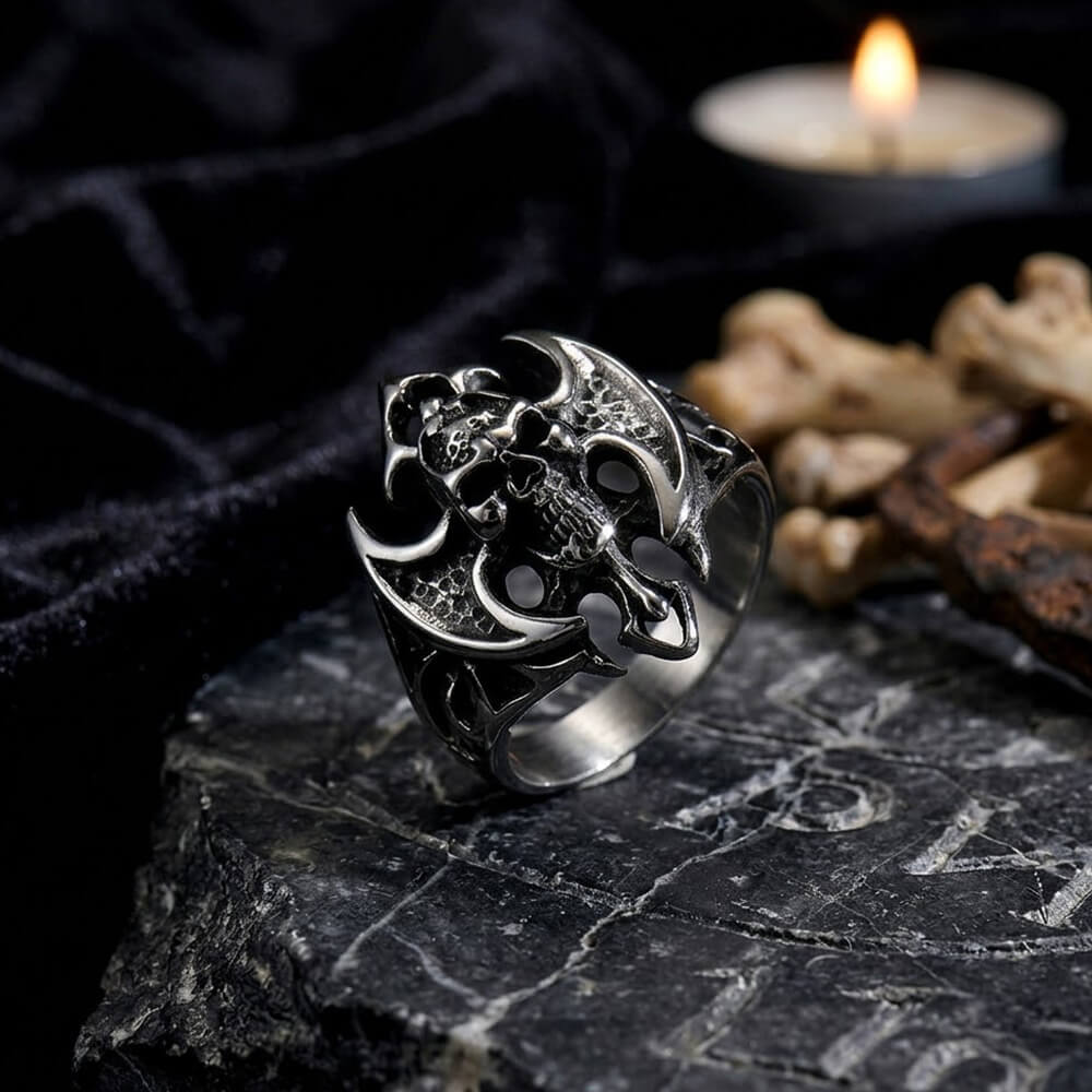 Punk Bat Skull Stainless Steel Gothic Ring | Gthic.com