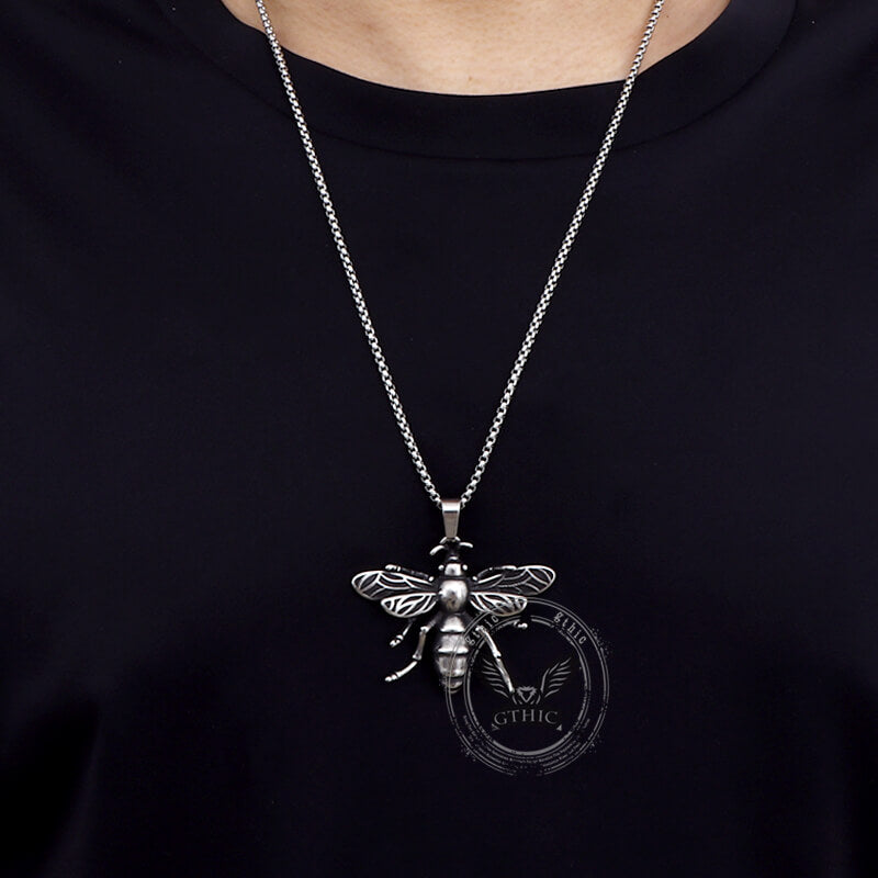 Punk Bee Stainless Steel Insect Pendant | Gthic.com