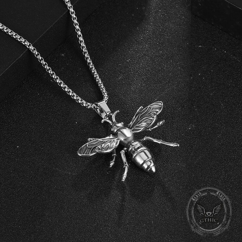 Punk Bee Stainless Steel Insect Pendant | Gthic.com