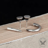 Punk Bent Hook Straight Nail Sterling Silver Stud Earring