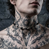 Punk Black Beads Double-Layer Stainless Steel Necklace | Gthic.com