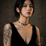 Punk Black Beads Double-Layer Stainless Steel Necklace | Gthic.com