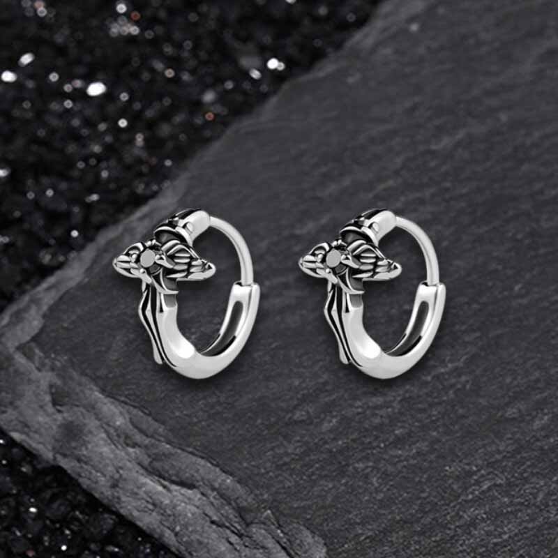 Punk Black Diamond Cross Stainless Steel Earrings 01 | Gthic.com