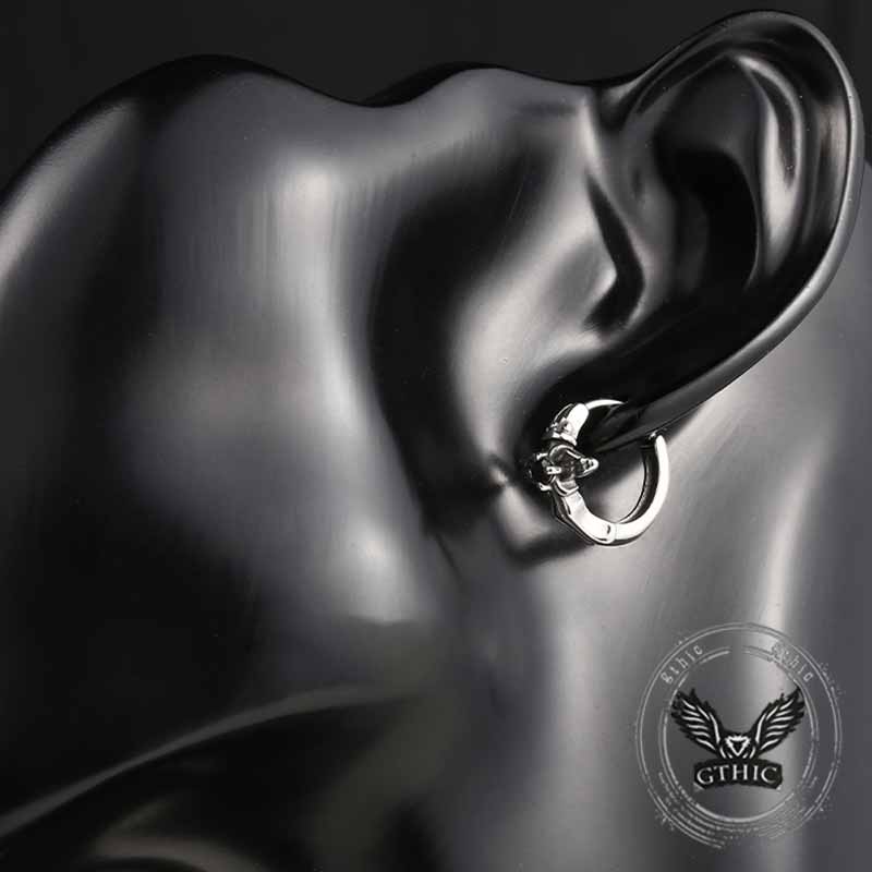 Punk Black Diamond Cross Stainless Steel Earrings 02 | Gthic.com