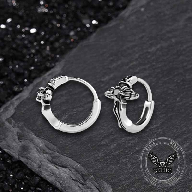 Punk Black Diamond Cross Stainless Steel Earrings 03 | Gthic.com