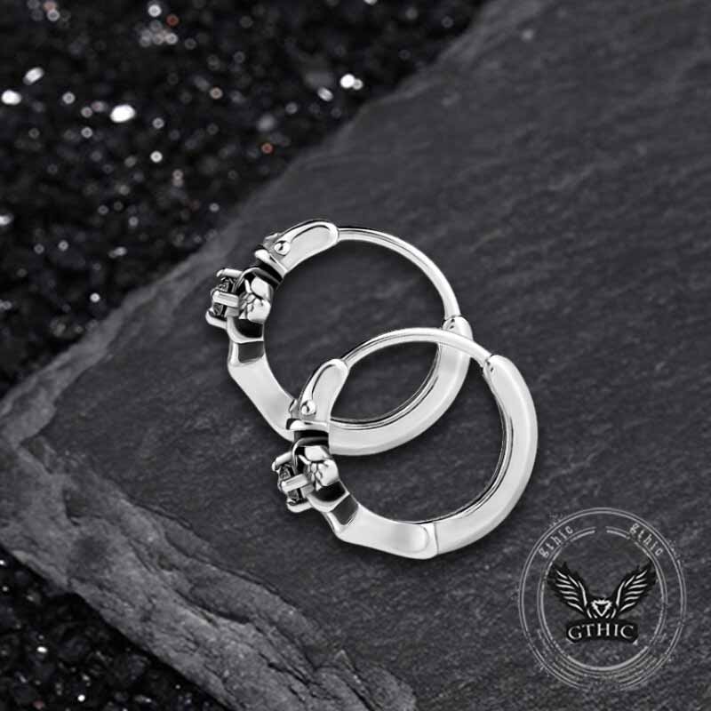 Punk Black Diamond Cross Stainless Steel Earrings