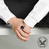Punk Black Gemstone Stainless Steel Biker Ring | Gthic.com