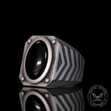 Punk Black Gemstone Sterling Silver Square Ring | Gthic.com