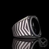 Punk Black Gemstone Sterling Silver Square Ring