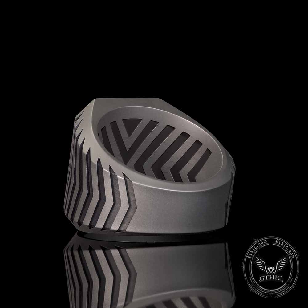 Punk Black Gemstone Sterling Silver Square Ring