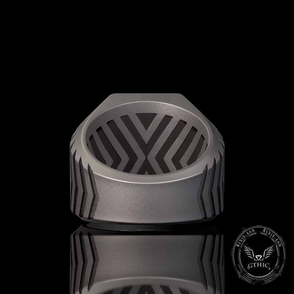 Punk Black Gemstone Sterling Silver Square Ring