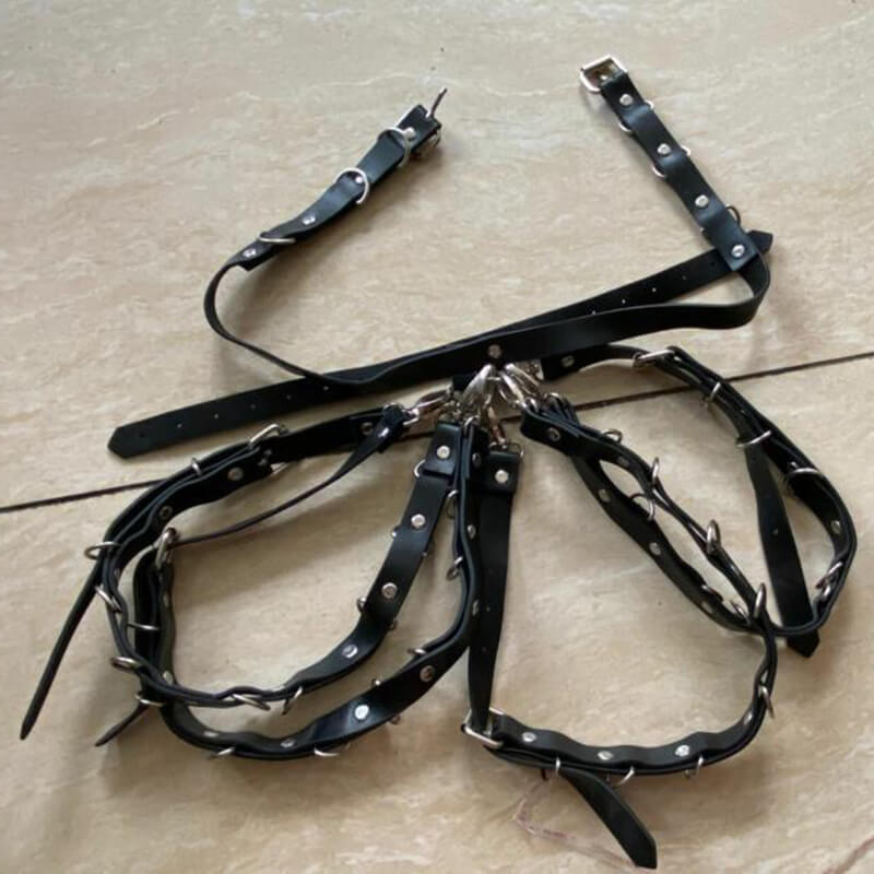 Punk Black Leather Metal Ring Waist Belt | Gthic.com