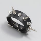 Punk Black PU Leather Spiked Bracelet | Gthic.com