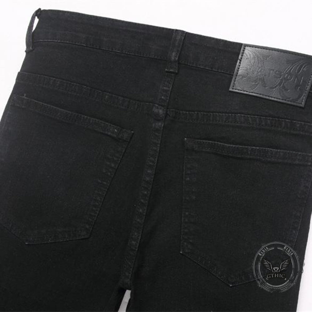 Punk-Hose für Herren aus Baumwolle mit Aufnäher und Totenkopf-Aufdruck