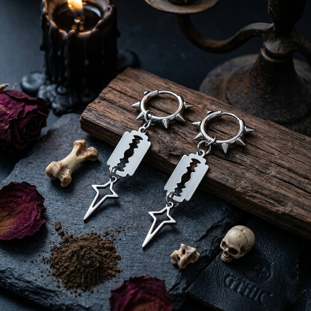 Punk Blade Spike Stainless Steel Stud Earrings