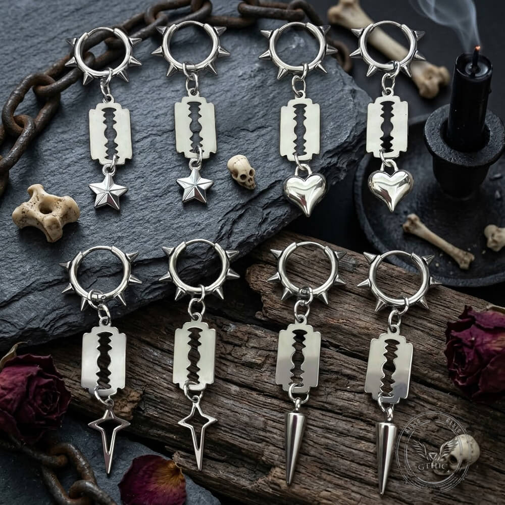 Punk Blade Spike Stainless Steel Stud Earrings