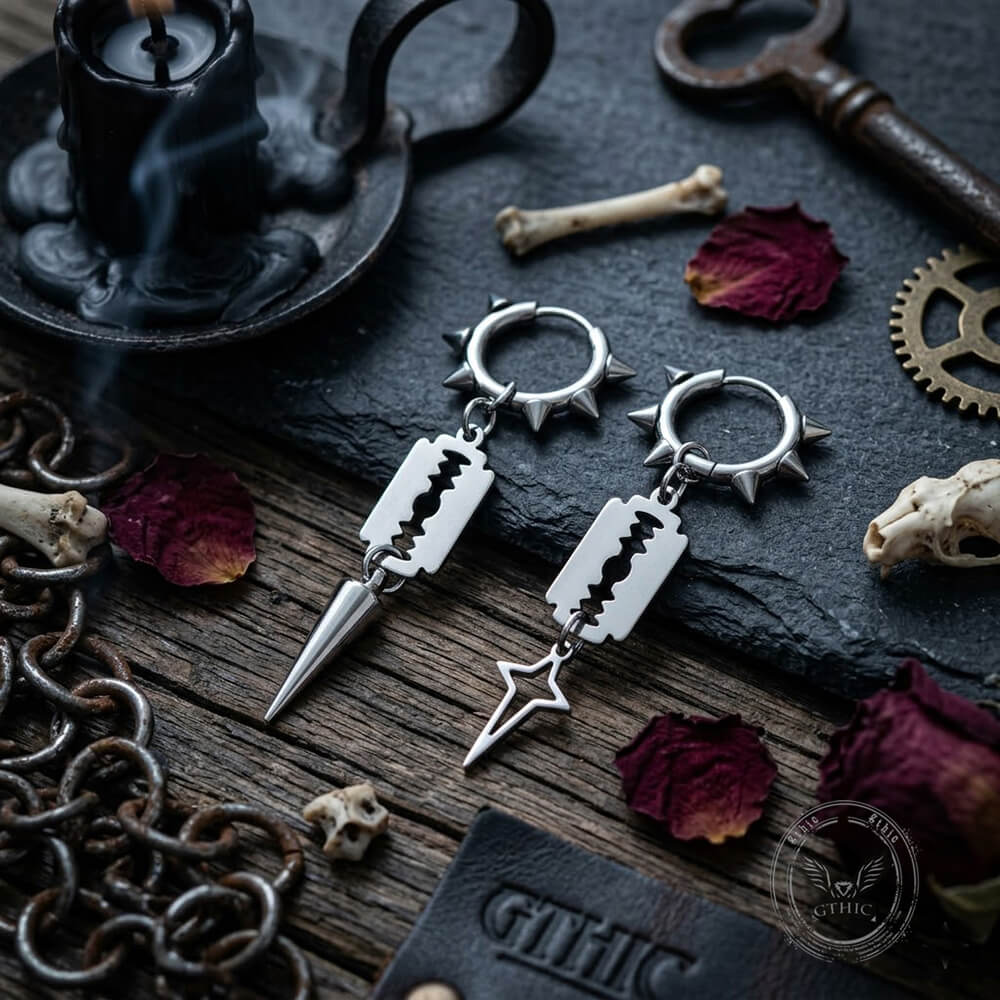 Punk Blade Spike Stainless Steel Stud Earrings