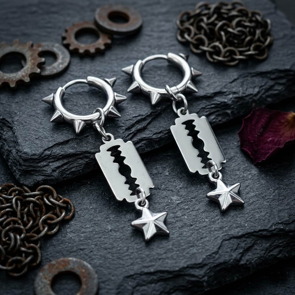Punk Blade Spike Stainless Steel Stud Earrings