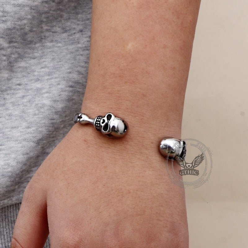 Punk Bones Joints Stainless Steel Skull Open Bracelet