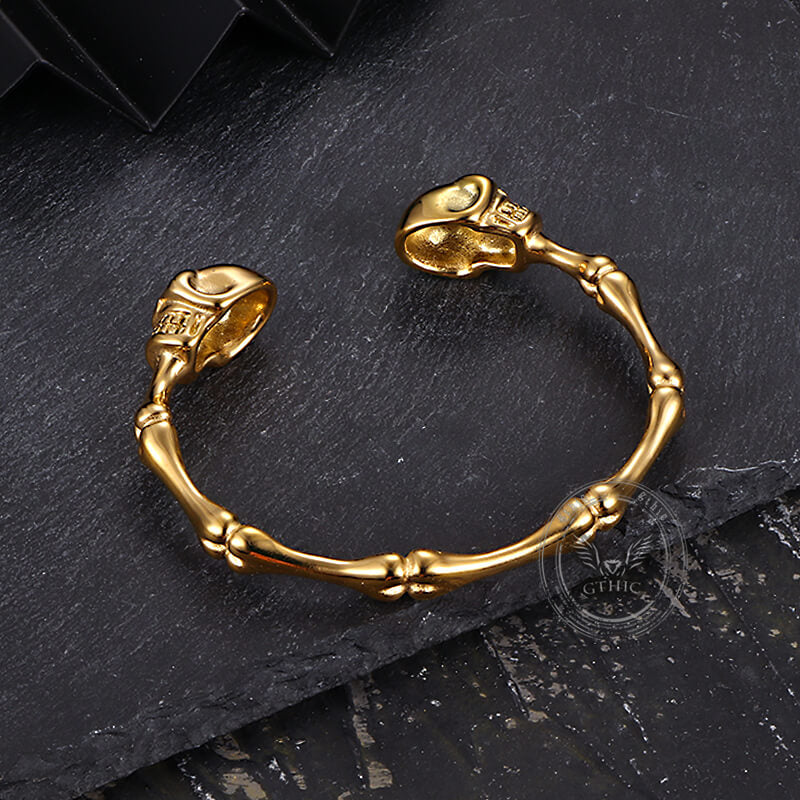 Punk Bones Joints Stainless Steel Skull Open Bracelet