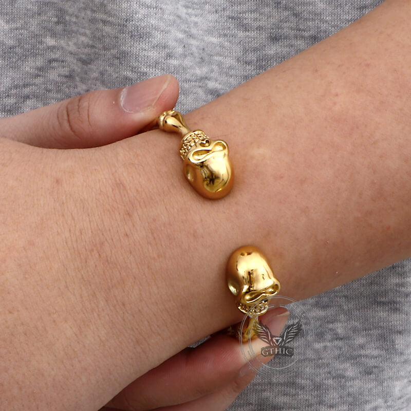 Punk Bones Joints Stainless Steel Skull Open Bracelet