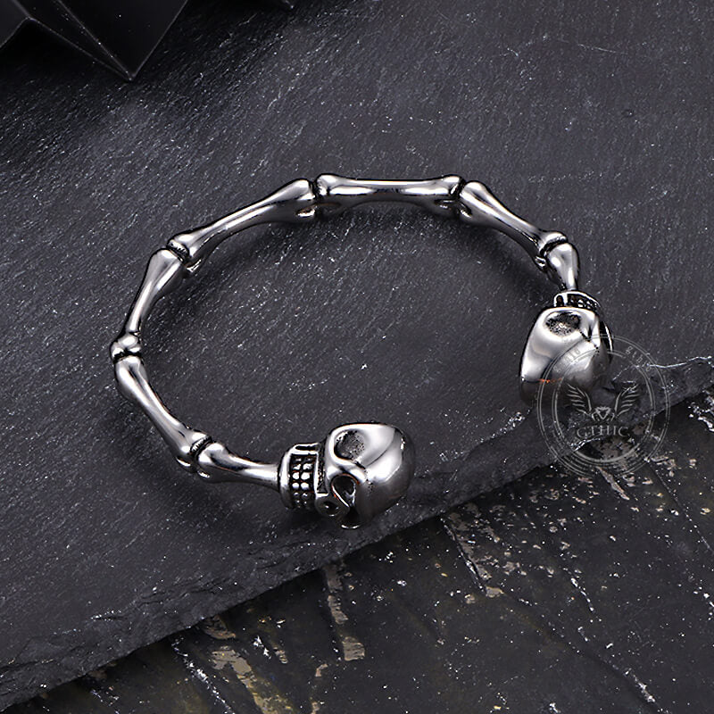 Punk Bones Joints Stainless Steel Skull Open Bracelet