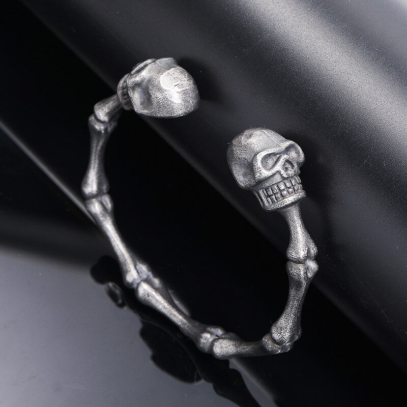 Punk Bones Joints Stainless Steel Skull Open Bracelet | Gthic.com