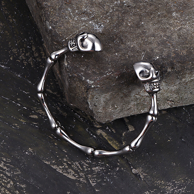 Punk Bones Joints Stainless Steel Skull Open Bracelet