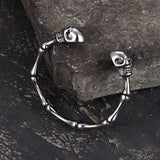 Punk Bones Joints Stainless Steel Skull Open Bracelet
