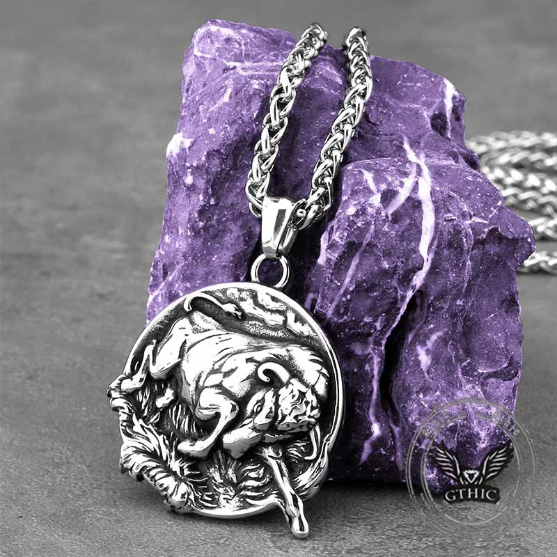 Punk Bull Charging Stainless Steel Animal Pendant | Gthic.com
