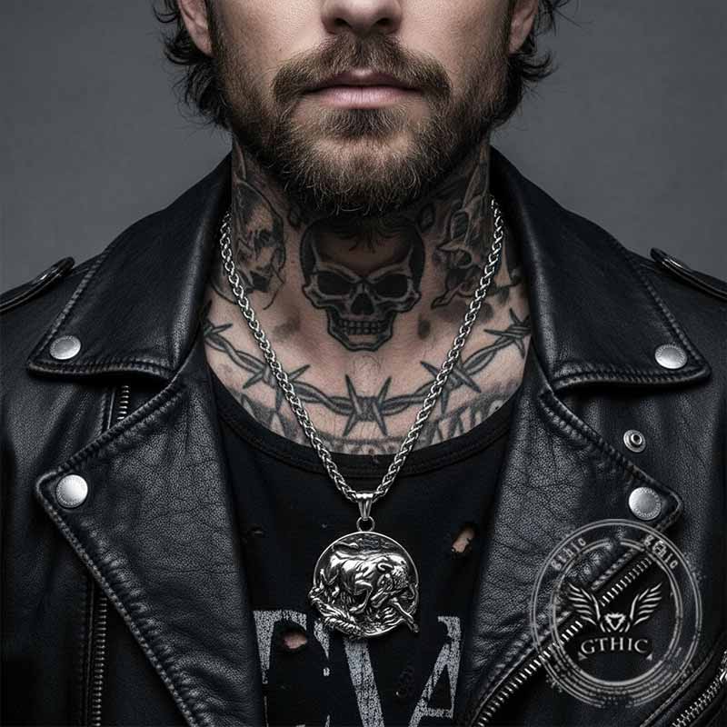 Punk Bull Charging Stainless Steel Animal Pendant | Gthic.com