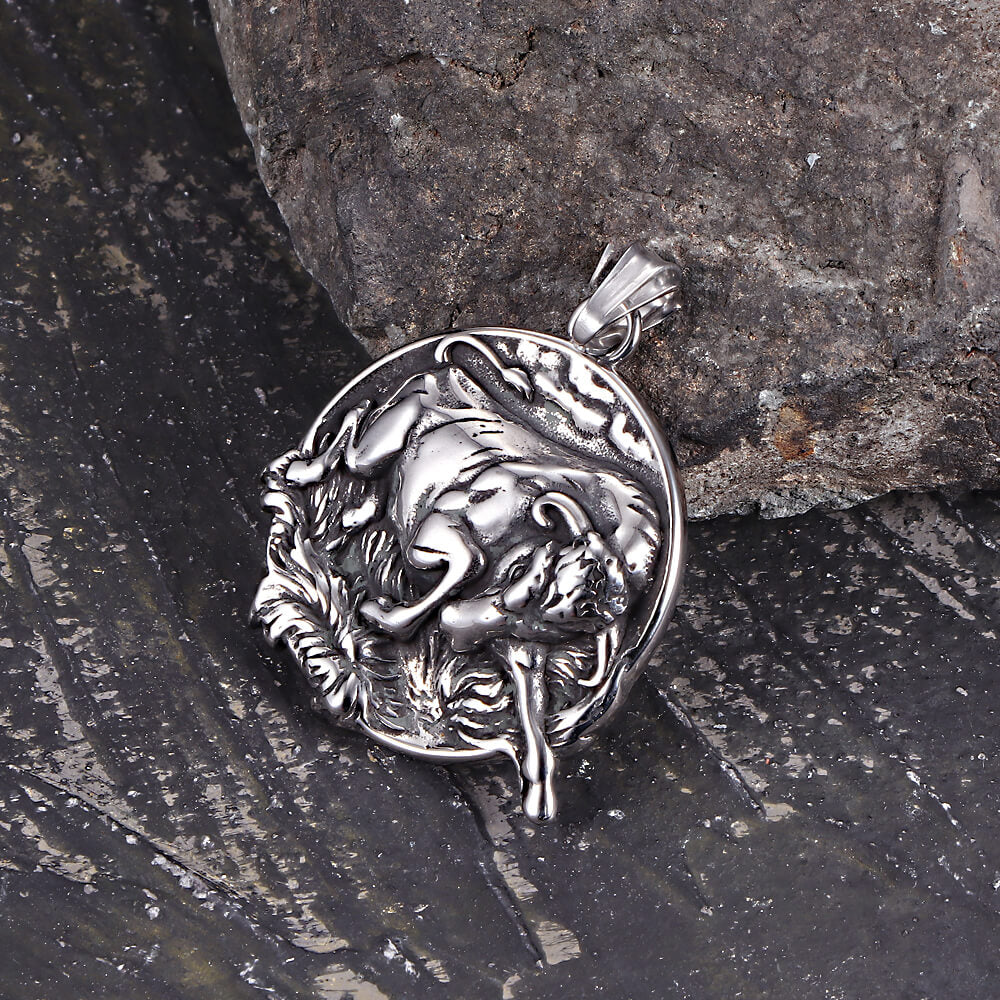 Punk Bull Charging Stainless Steel Animal Pendant | Gthic.com