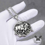 Punk Bull Charging Stainless Steel Animal Pendant | Gthic.com