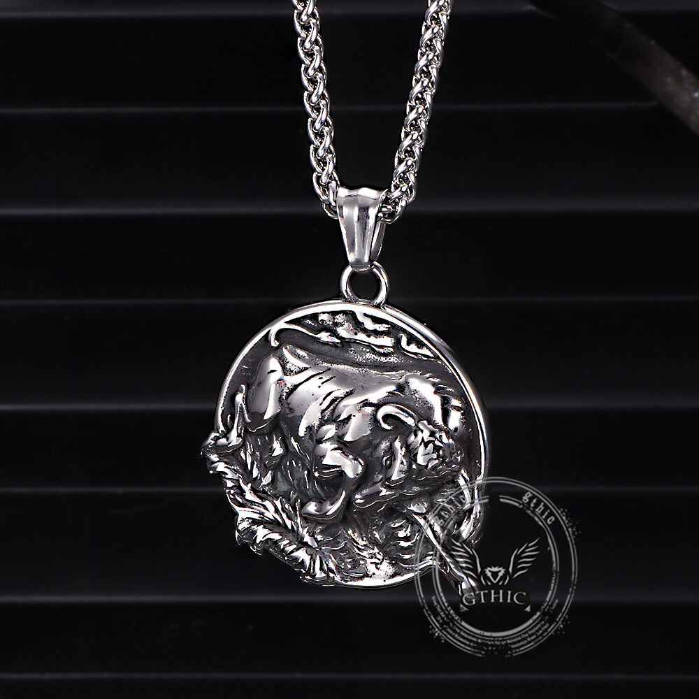 Punk Bull Charging Stainless Steel Animal Pendant