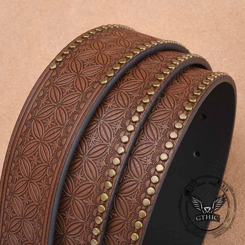 Punk Bull Head Buckle PU Leather Embossed Belt