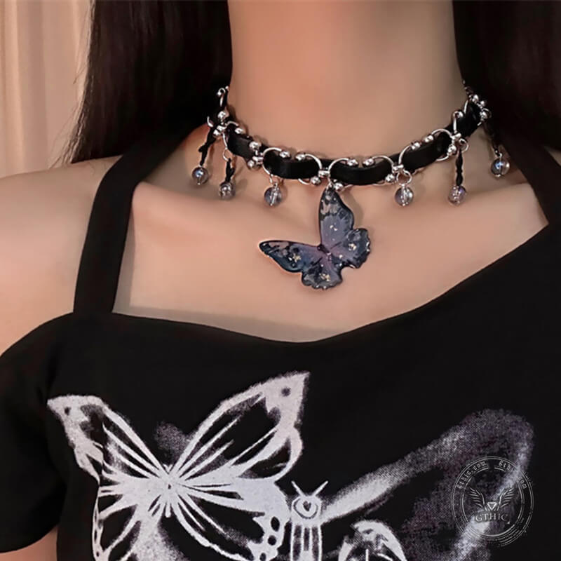 Punk Butterfly Alloy Choker Necklace