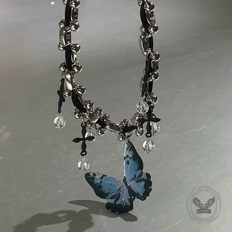 Punk Butterfly Alloy Choker Necklace | Gthic.com