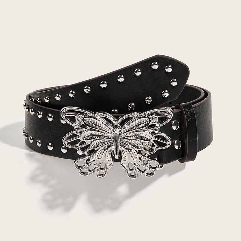 Punk Butterfly Buckle Rivet PU Leather Belt 01 | Gthic.com