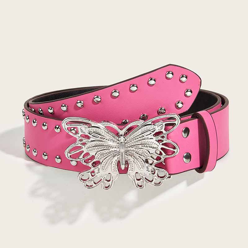 Punk Butterfly Buckle Rivet PU Leather Belt 02 | Gthic.com