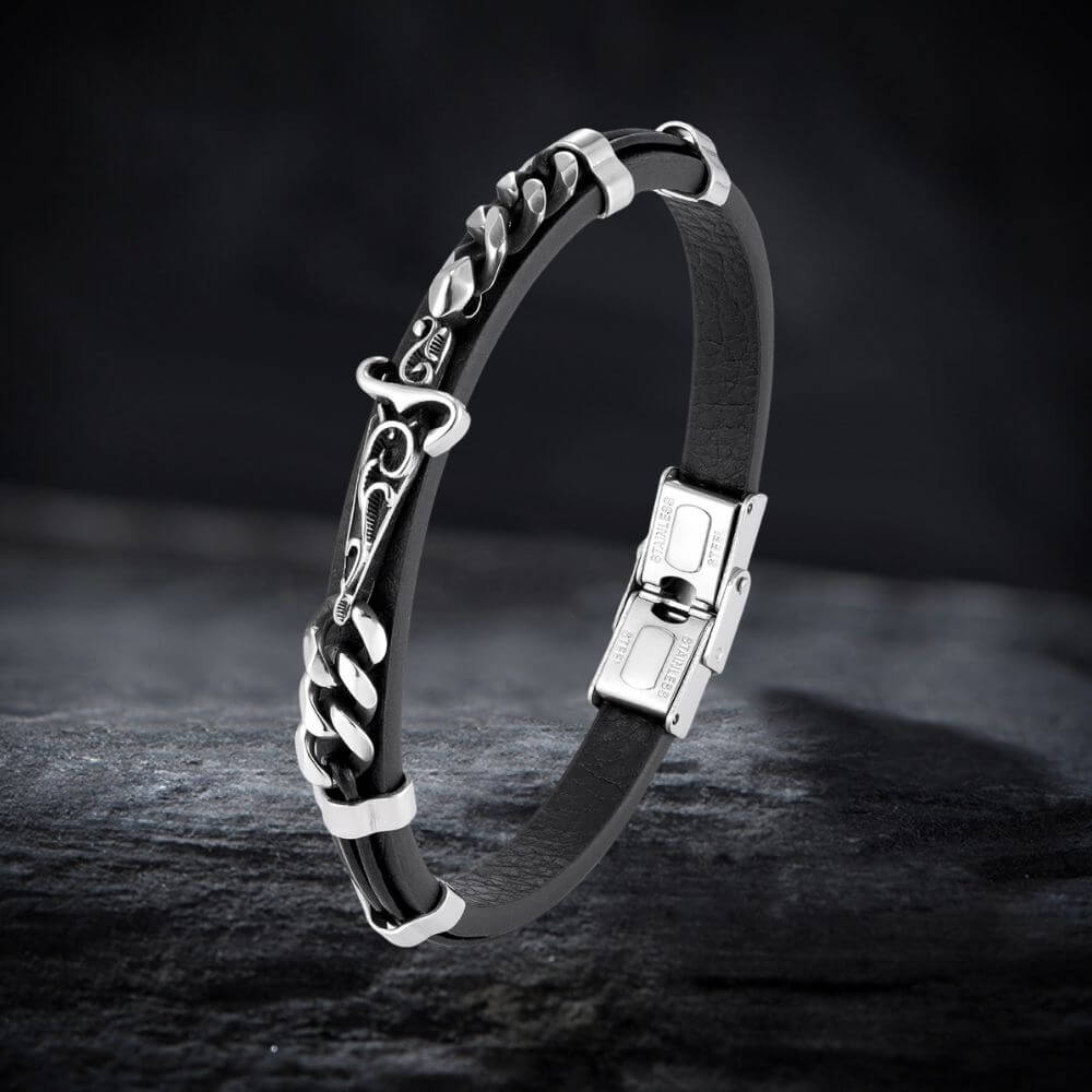 Punk Carved Totem PU Leather Bracelet | Gthic.com