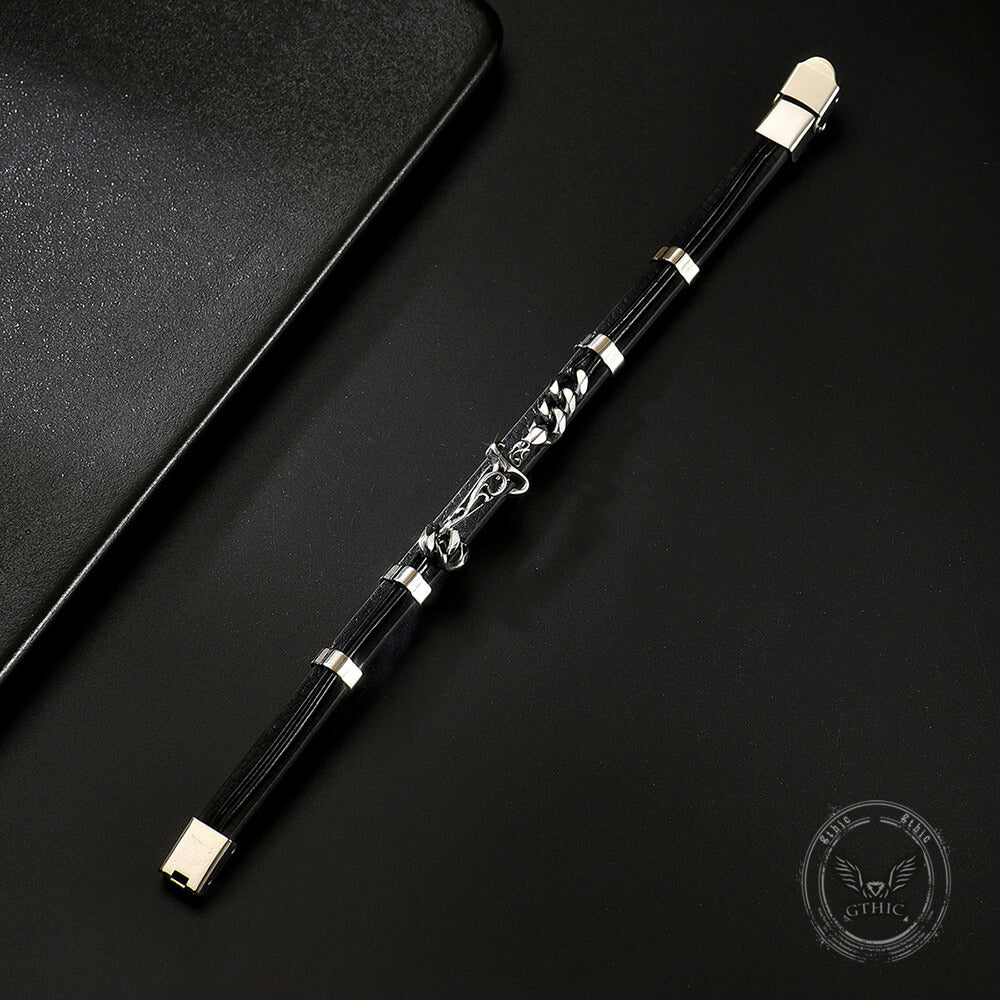 Punk Carved Totem PU Leather Bracelet | Gthic.com
